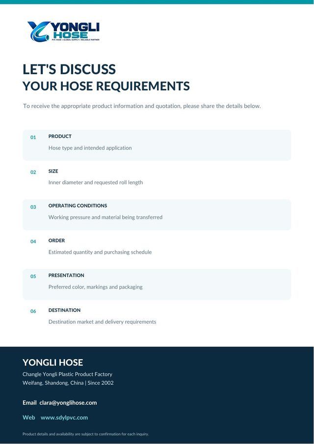 Cover of the YONGLI HOSE PVC hose product catalog (English, 5 pages)